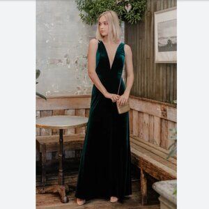 Jenny Yoo Logan Dress Emerald Velvet
